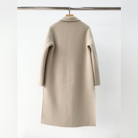 ⛄️CLAUDIE PIERLOT double-breasted patch pocket long wool blend coat NWOT - Picture 2 of 15